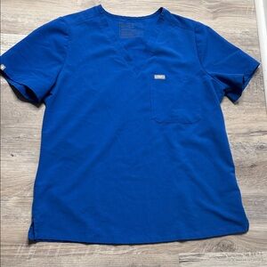 Figs Men's V-Neck Scrub Top - Royal Blue Size L